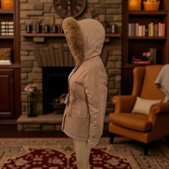 Puffit Faux Fur Mid-Length Hooded Drawstring Parka. NWT - Picture 7 of 10